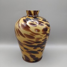 Vintage Hand Blown Art Glass Perfume Bottle Missing Stopper Tortoiseshell Design