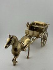 Vintage Solid Brass Horse and Cart Carriage Figurine Ornament