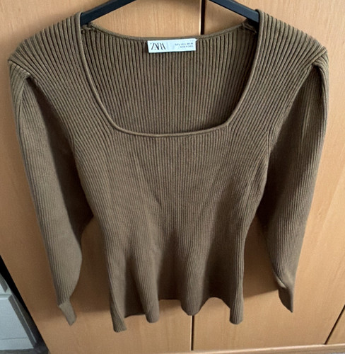 Zara women khaki rib - khaki, rib-knit