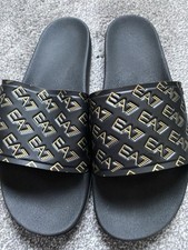 Men’s Emporio Armani EA7 Black & Gold Sliders Large UK 11/12 Unworn No Tags