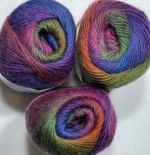 Job lot knitting crochet yarn 3x Ball SIMIB 100% Pure Wool Rainbow Yarn KL1132