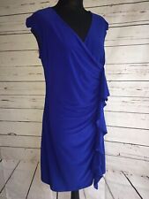 FRANCESCA ETTORE COBALT BLUE RUFFLE WRAP DRESS UK 12 EU 40  SF1617 BNWOT