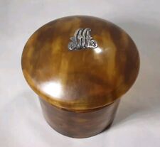 ANTIQUE FAUX  TORTOISE SHELL JEWELLERY TRINKET BOX  PLASTIC SILVER 'M' INICIAL 