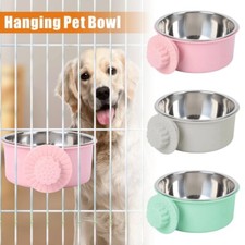 Pet Dog Bowls Puppy Stainless Steel Hanging Food Water Bowl Feeder Crate Cage