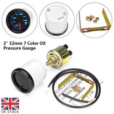 2" 52mm Universal Car 7 Color Oil Press Pressure Gauge Meter Psi with Sensor UK