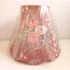 Vintage Large Floral Lampshade Shade Scalloped Fringed Tassels Plum Purple Prop