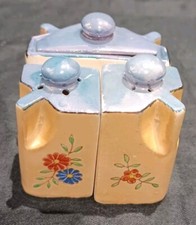 Vintage Klimax Japanese Cruet Set Orange & Blue (Salt, Pepper & Mustard)