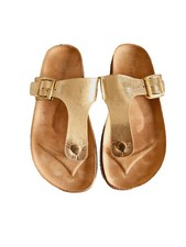 Ladies Flat Beige Open Toe Sandles With Buckle Footwear,  Female Holiday Shoes