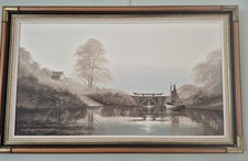 David James Original Oil On Canvas Watermill Landscape Signed Framed Lge 42"x26"