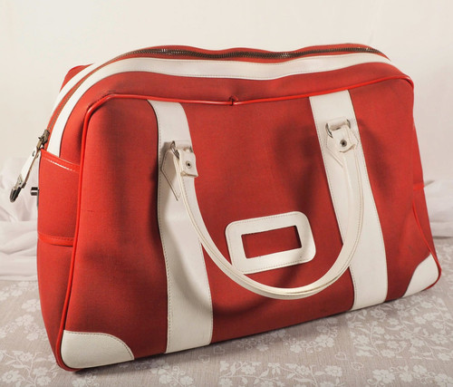 Vintage travel bag red and - vintage,