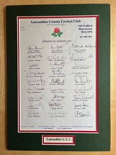 Lancashire County Cricket Team Sheet 1990 Signed x 27 Atherton Fowler Akram COA