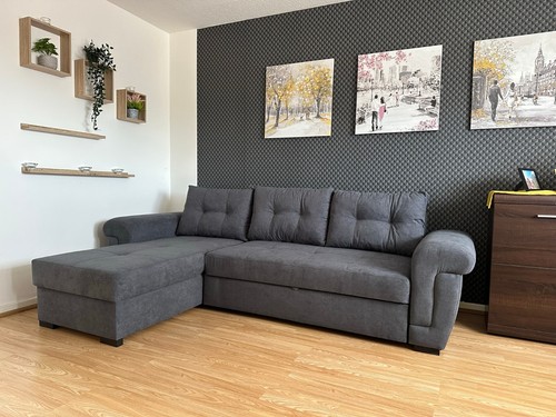 Grey corner sofa bed with - corner,