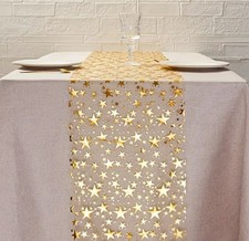 28x500 cm Golden Foil Star Table Runner for Christmas & Birthday Decoration