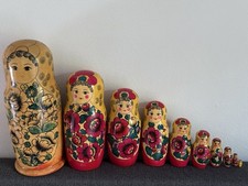 Soviet Extra Large Nesting Dolls, Set of 10, Made in USSR 1988, Very Rare
