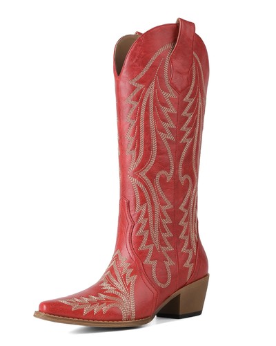 Insmia red cowboy boots - red,