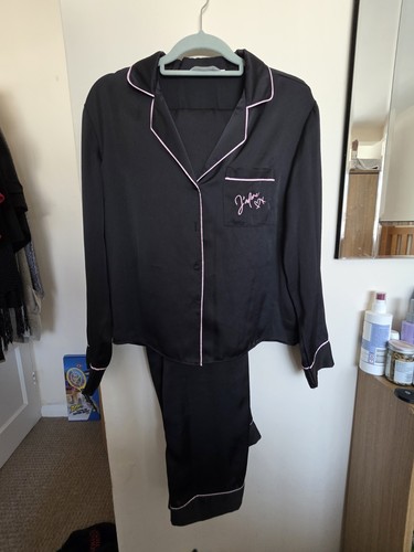 Satin pjs black - pjs, rose