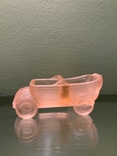 Vintage Pink Frosted Glass Open Top Car Ornament