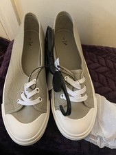 TU Women Neutral Low Lace Canvas Trainers 6 BNWT