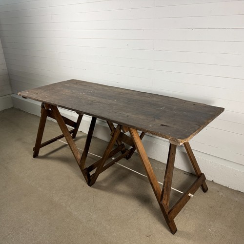 Vintage pine trestle table - pine,
