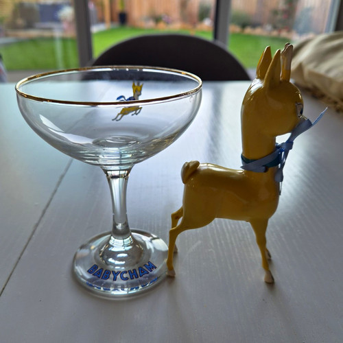 Babycham coupe glass with deer - babycham,