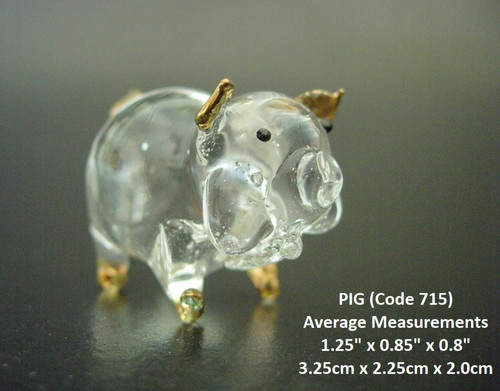 Miniature studio art glass - glass, pig