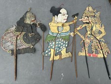 Antique Indonesian Semar The Clown  Wayang Kulit  Shadow Puppets X 3 Decorative
