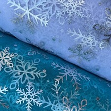 Foil Silver Snowflake Organza Christmas Frozen Costume Dress Fabric Organdi