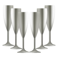 Reusable Solid White Plastic Polycarbonate Champagne Flutes FAST DELIVERY