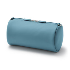 Muji Synthetic Leather Storage Cases Blue Cylindrical D9.5 x L18 cm From Japan