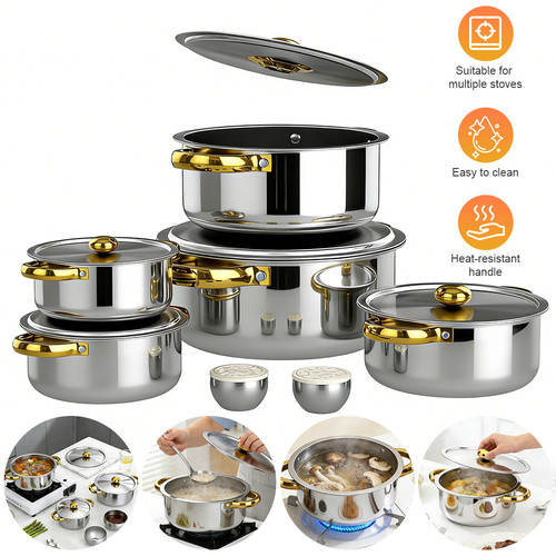 7pcs stainless steel pots - stainless,