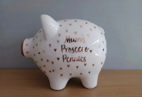 Piggy bank white and gold - white,