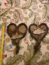 Pair Victorian Christmas antique scrap tinsel decorations ornaments German 7