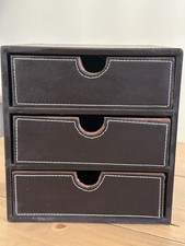 Vintage Brown Bosco Faux Leather 3 Drawer Storage Square 9x9x9 In 