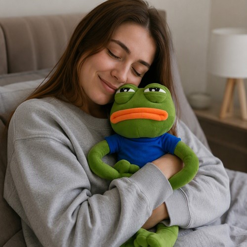 Sad frog plush toy soft - frog,