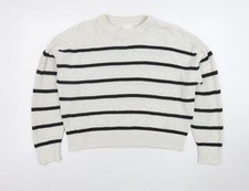 H&M Womens White Black Striped