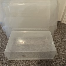 22 x Clear Plastic Shoe Storage Boxes Stackable Foldable Rectangular. Used
