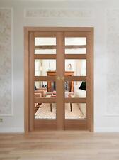 French Doors internal composite unfinished oak pair Shaker 4 light clear glass