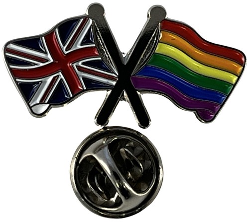 Union jack rainbow pride pin - &,