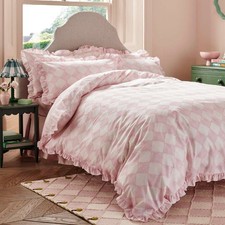 Cath Kidston Bedding Hand Painted Diamond 100% Cotton Duvet Cover Set In Pink