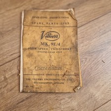 Vintage Villiers Mark 9E/4 Engine Guide Book Repair Manual 1950s