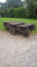 Vintage Engineers Trolley With Cast Iron Wheels Industrial Old Trolley Cart 