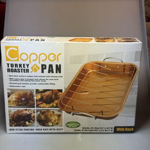 Copper turkey roaster pan with - turkey,