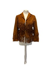 Vintage 70s Vazquez Fringed Southwest Rancher Suede Leather Jacket Size EU 32