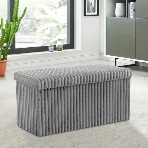 Ribbed foldable ottoman - ribbed,