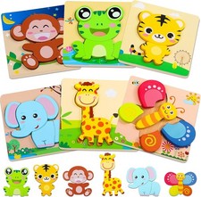 Wooden Puzzles,6 Pack Animal