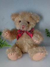 Vintage Past Times Russ Jointed Teddy Bear with Checkered Bow.