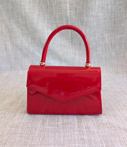 Red patent leather handbag - red,