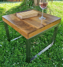 Mango Wood Coffee Table/Lamp Table/Side Table/Chrome Legs/Hand Crafted