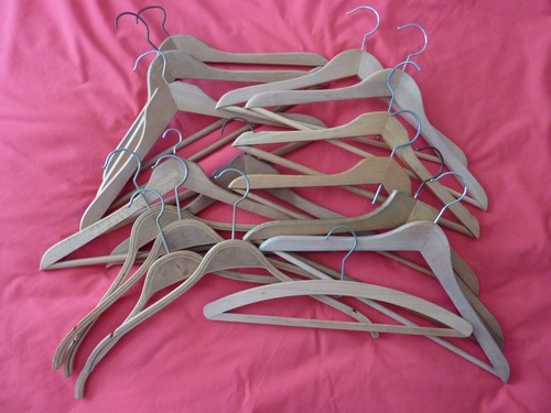Wooden coat hangers used - wooden,