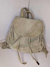 Beige suede tassel mini